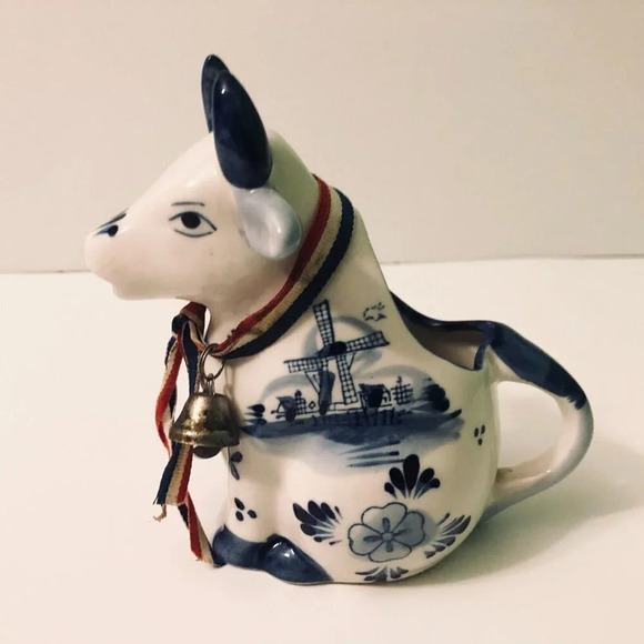 Vintage Delft Ceramic Cow Creamer Figurine 6 Inch Long Blue Hand Painted Holland - Picture 12 of 12
